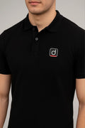 Drishti Men Solid Polo Neck Polycotton Black T-Shirt Thumbnail
