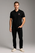 Drishti Men Solid Polo Neck Polycotton Black T-Shirt Thumbnail