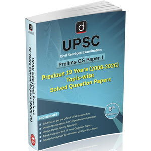 DRISHTI IAS UPSC Civil Services Examination Prelims GS Paper-I Previous 19 Years (2008–2026) Topic-wise Solved Question Papers, 8th Edition, English Medium, Detailed Explanations & Official Answer Key